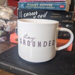 Room Essentials “Stay Grounded” White Porcelain Coffee Mug | Mindfulness Quote